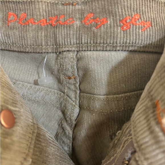 Plastic by Gly Embroidered Pockets Corduroy Flare New Tan Size 9 - Picture 4 of 4